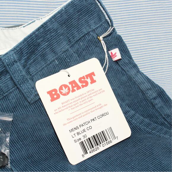 BOAST USA Mens 30 Patch Pocket Corduroy Short Blue NWT 6.5" Inseam - Picture 4 of 6